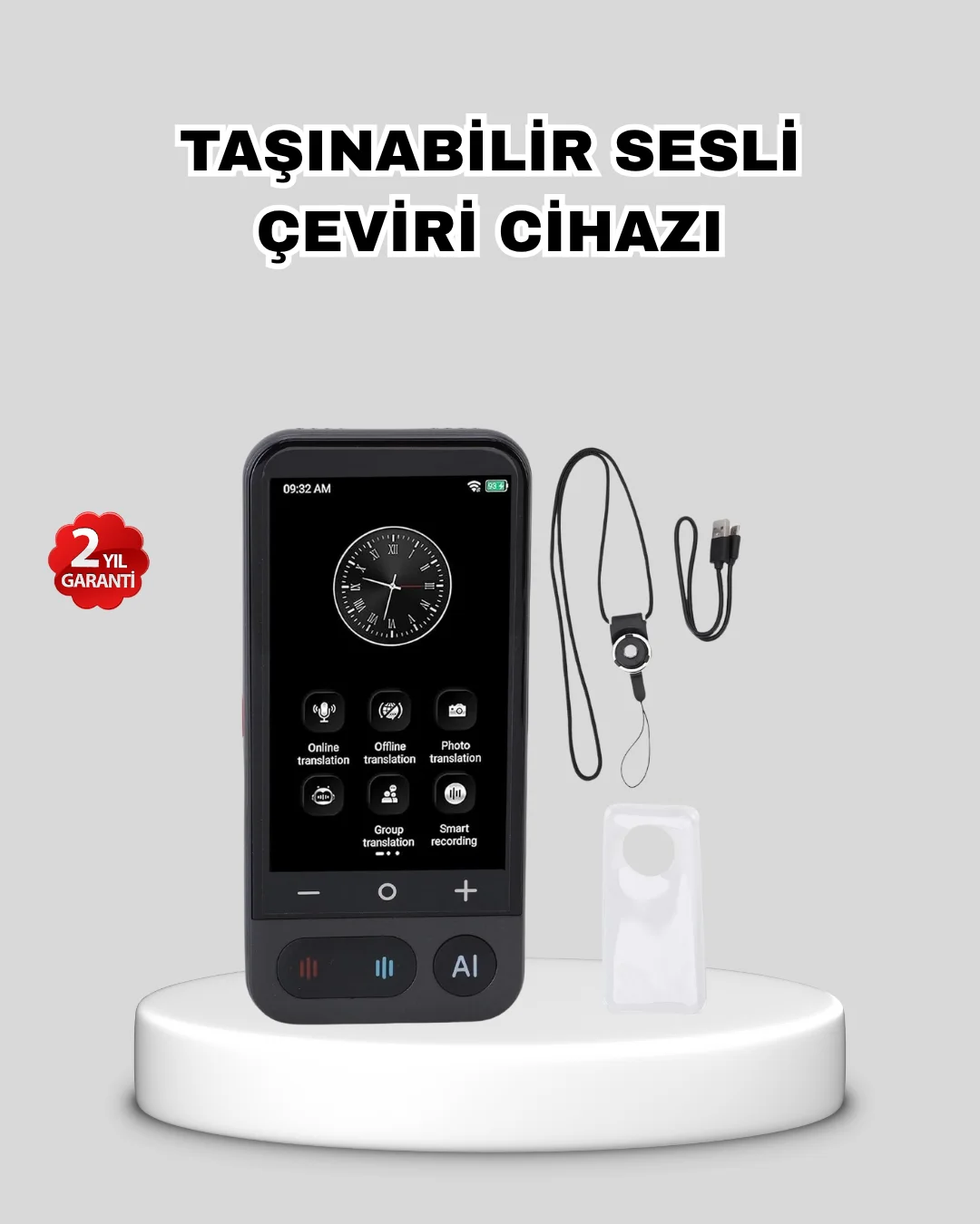 Taşınabilir Akıllı Sesli Çeviri Cihazı – 139 Dil Desteği, Dokunmatik Ekran