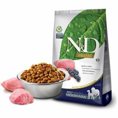 Prime Medium Maxi Kuzulu Yaban Mersinli Tahılsız Yetişkin Köpek Maması 12 Kg