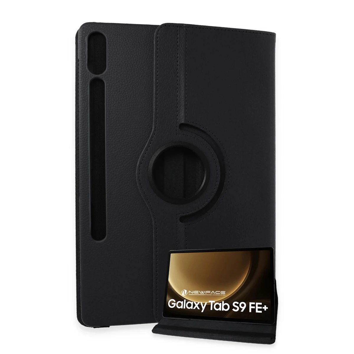 Samsung Galaxy X610 Tab S9 FE Plus 12.4 Kılıf 360 Tablet Deri Kılıf - Siyah