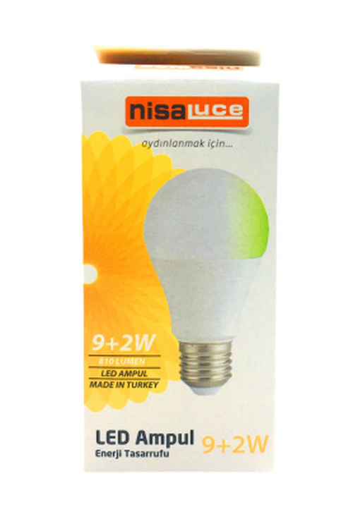 9+2W E27 Beyaz-yeşil Led Ampul