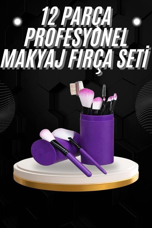 Profesyonel Yumuşak Kıllı 12 Parça Makyaj Fırça Seti
