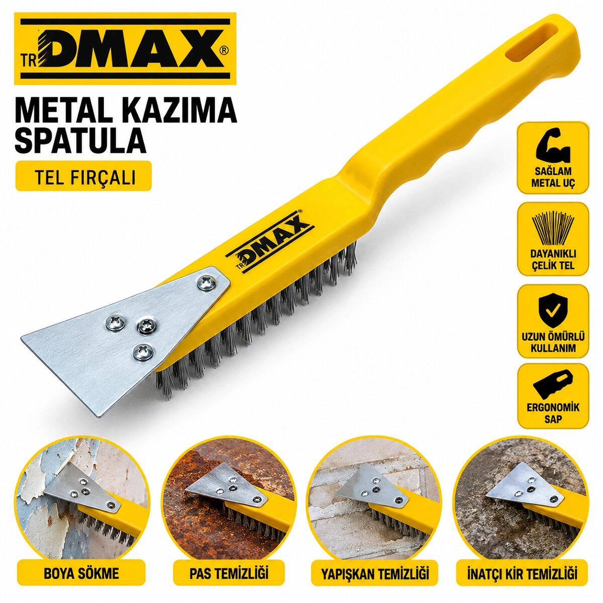 Çelik Tel Fırça ve Metal Kazıma Spatula 270mm 12 Adet