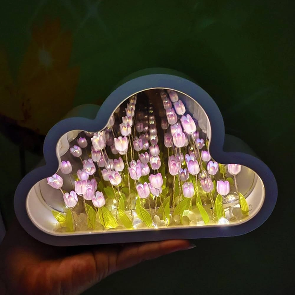 Şık Bulut Tasarımlı Lale Gece Lambası 13x19 cm