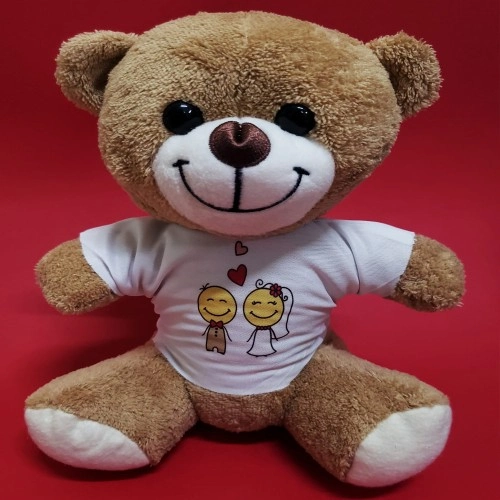 Sevimli Peluş Gelin Damat Tişörtü 25 cm