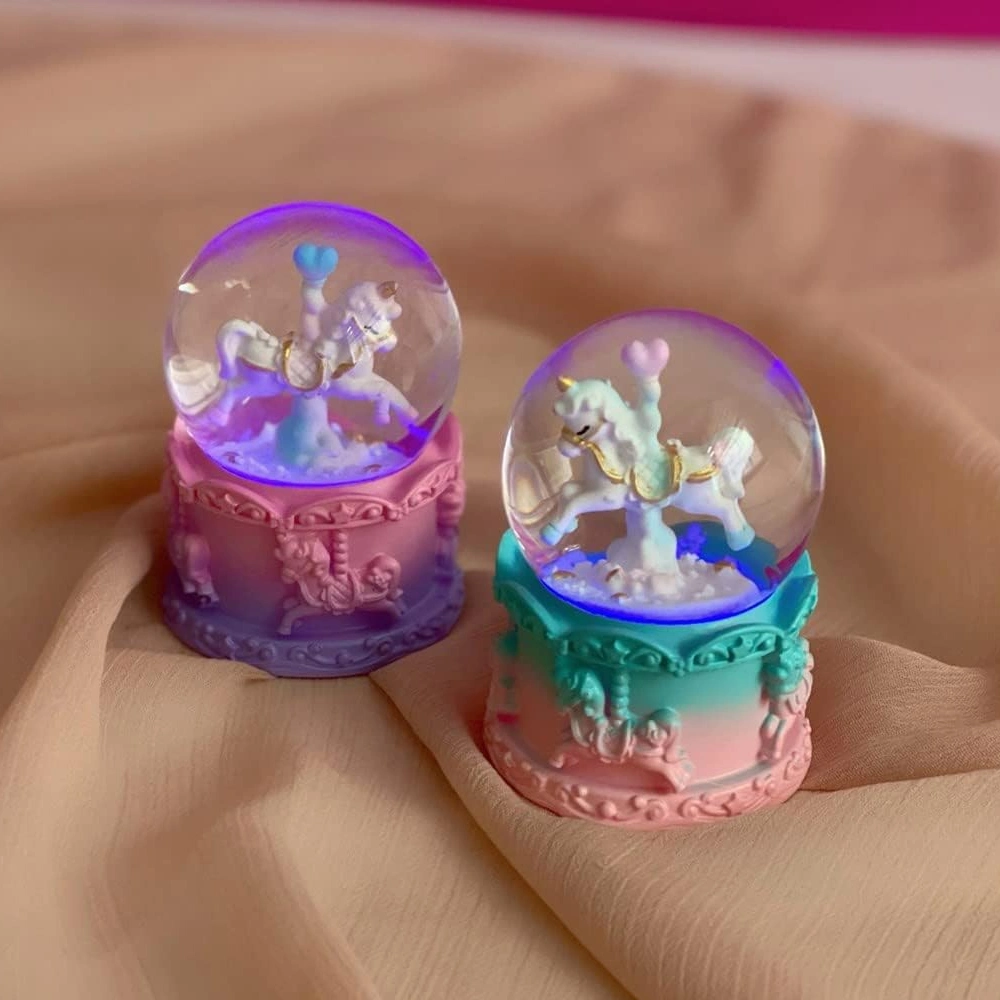 Işıklı Mini Unicorn Kar Küresi 7x4 cm Dekoratif