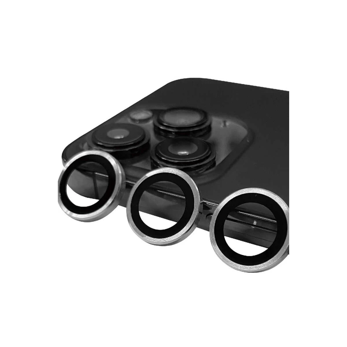 Apple iPhone 15 Pro Max Raze Metal Kamera Lens - Gümüş