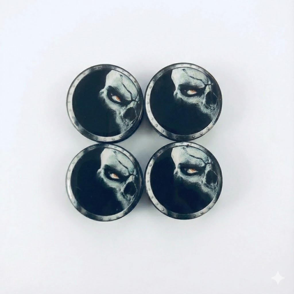 Kuru Kafa Ghost Damla Geçme Jant Göbek Kapağı 4?lü Set 55/58mm Siyah