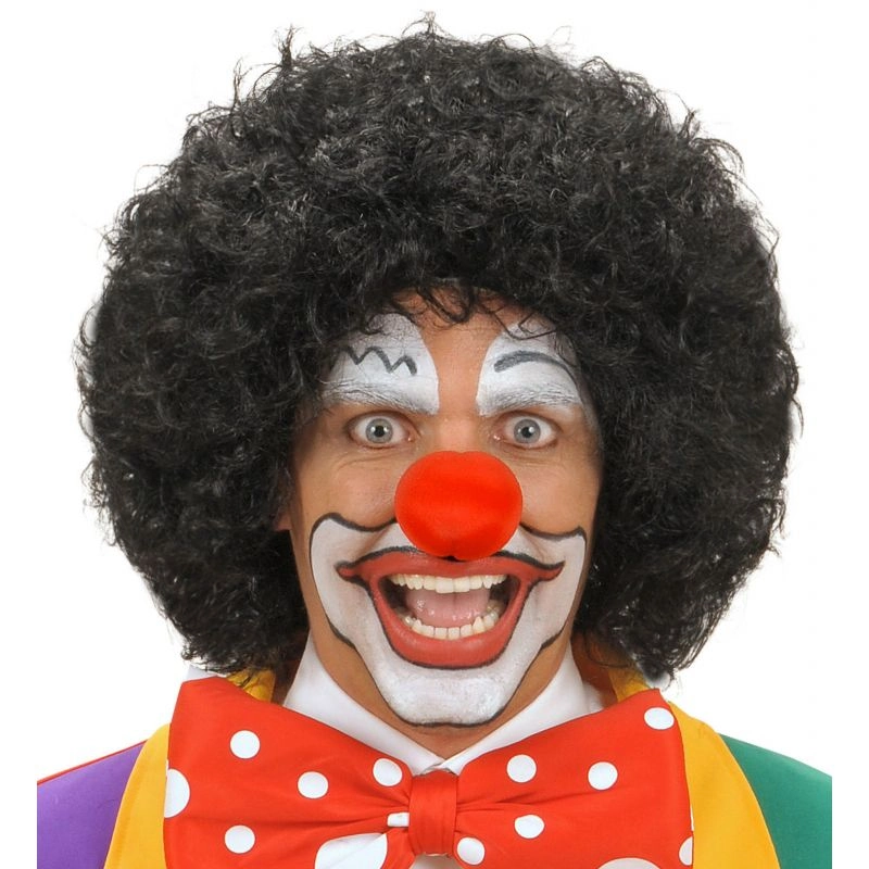 Kıvırcık Afro Bonus Peruk ve Kırmızı Sünger Burun Seti