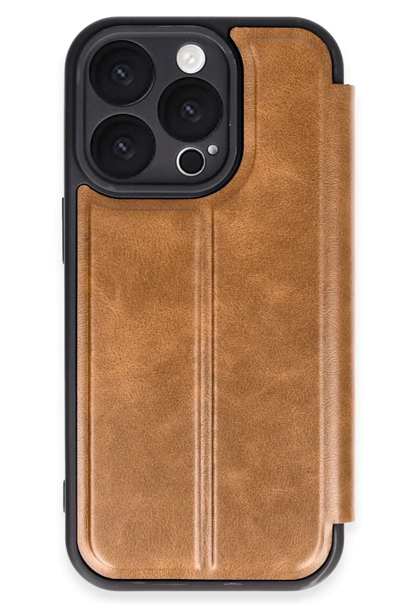 Apple iPhone 16 Pro Uyumlu Kılıf Flip Cover - Taba