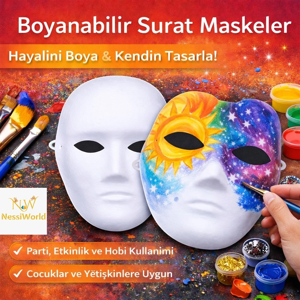 Kendin Tasarla Lastikli Boyanabilir Surat 1 Adet