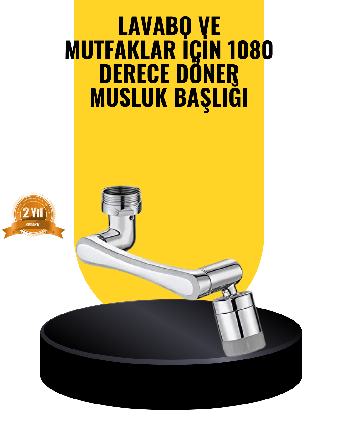1080° Dönebilen Musluk Başlığı 2 Su Modlu Ayarlanabilir Esnek Tasarım