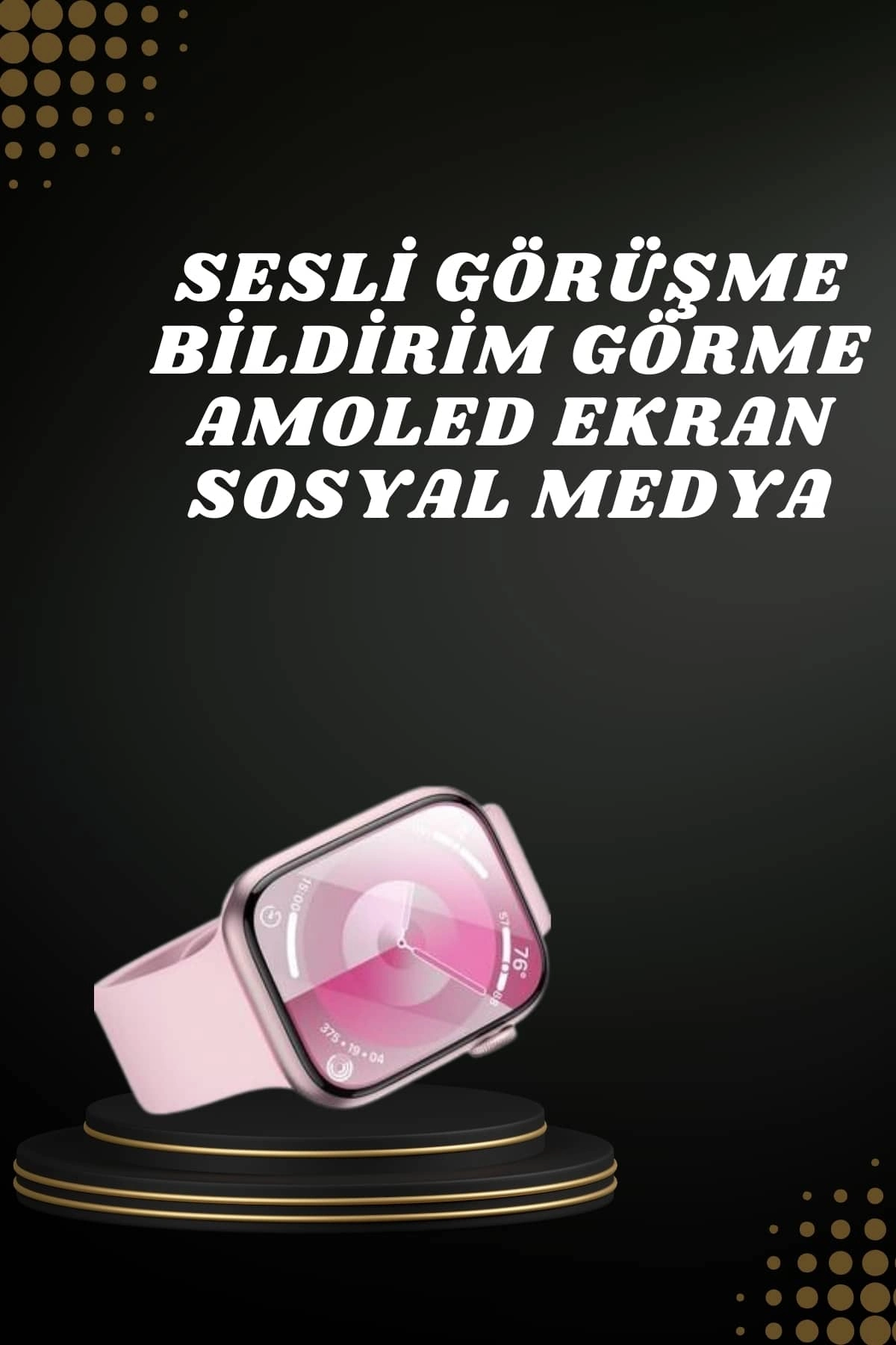 Siyah Akıllı Saat GPS Titreşimli Bildirim IOS Android Uyumlu