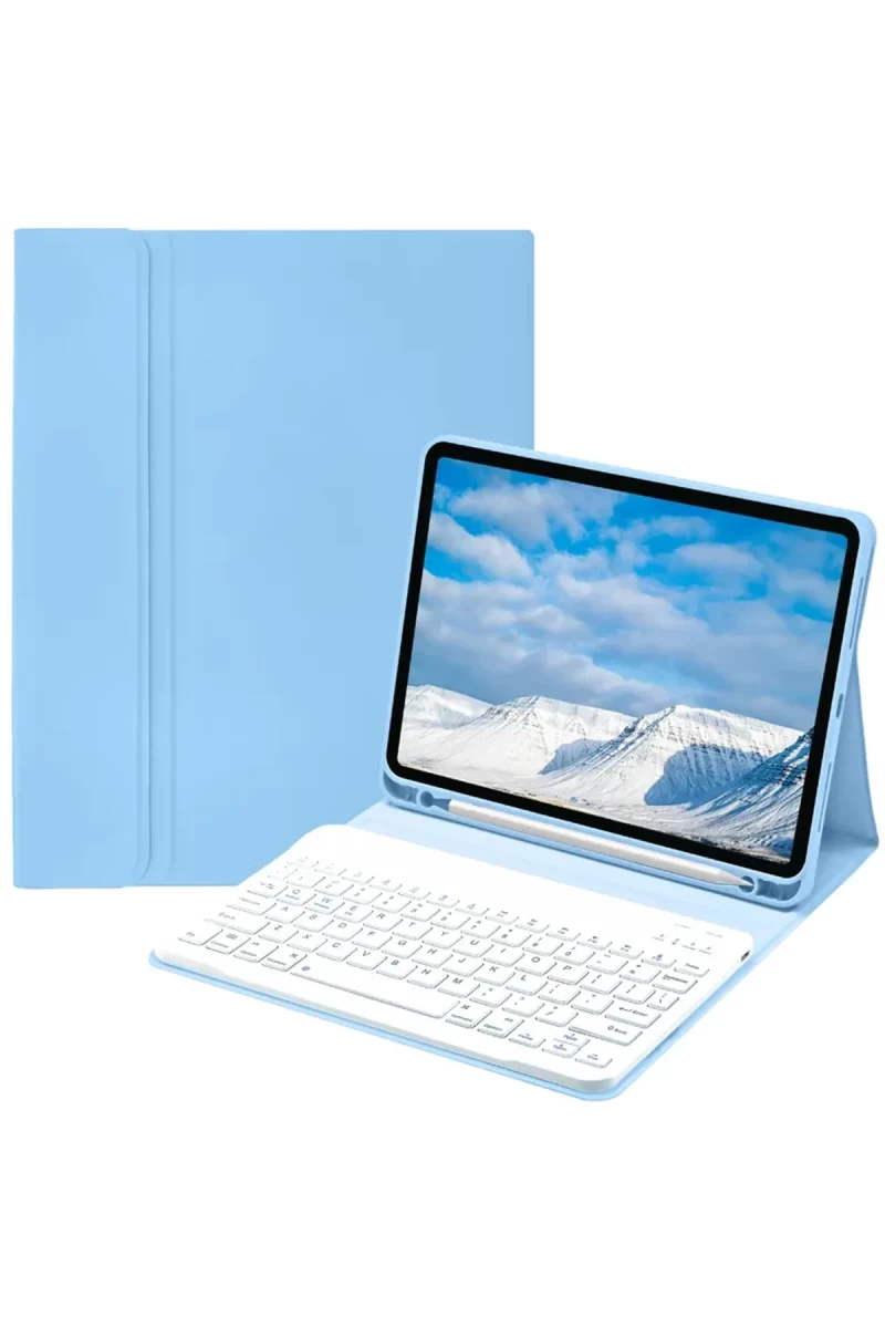 Apple iPad Pro 11 (2022) Kılıf KC01 Smart Klavyeli Tablet Kılıfı - Açık Mavi