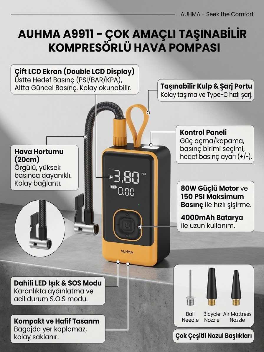 A9911 Taşınabilir Hava Pompası