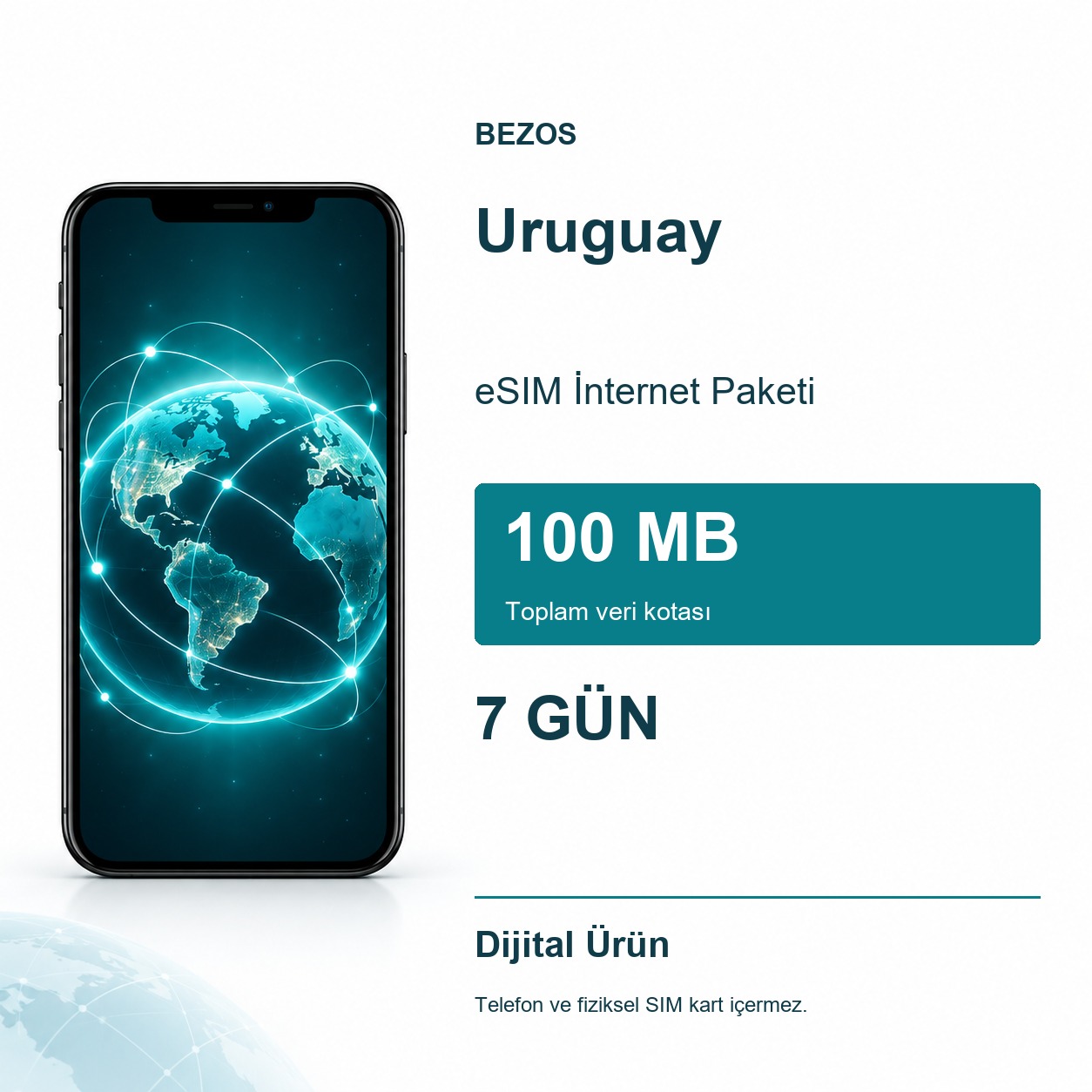 Uruguay eSIM İnternet Paketi 100 MB 7 Gün