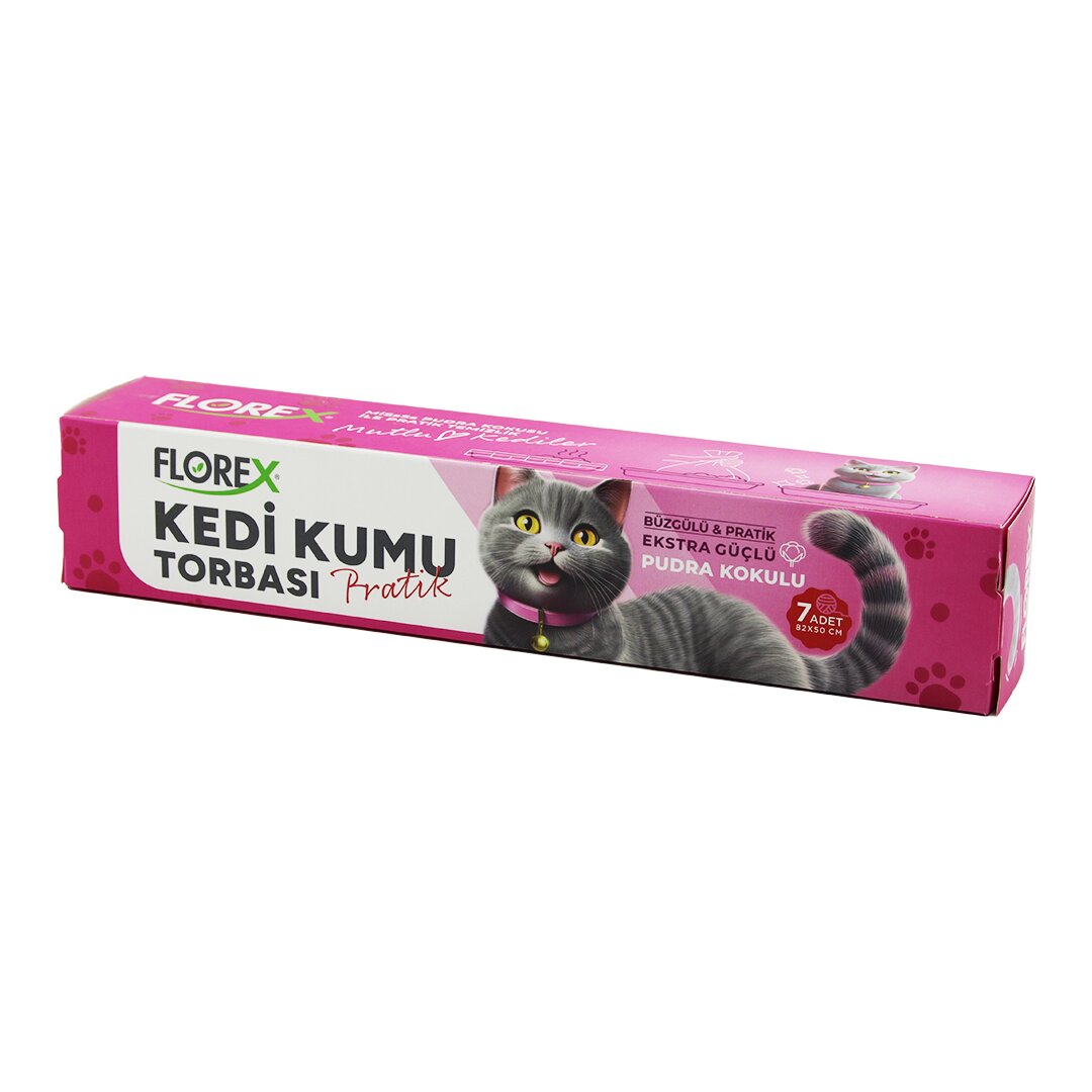 140 Adet Kedi - Evcil Hayvan Kumu Torbası Pratik Pudra Kokulu Büzgülü - Extra Güçlü 82X50CM
