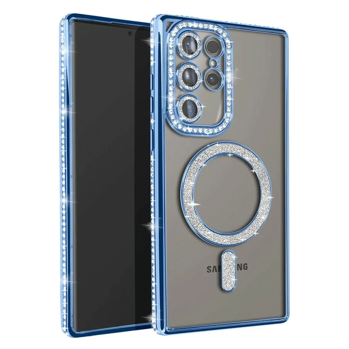 Samsung Galaxy S23 Ultra Joke Simli Magneticsafe Kılıf - Mavi