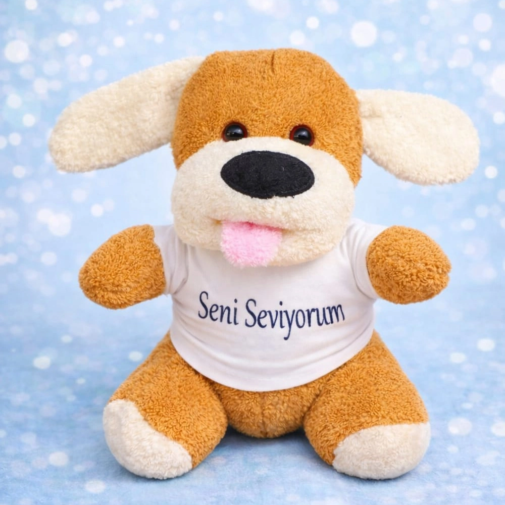 Sevimli Peluş Oyuncak Köpek 25 cm Tişörtlü Hediye