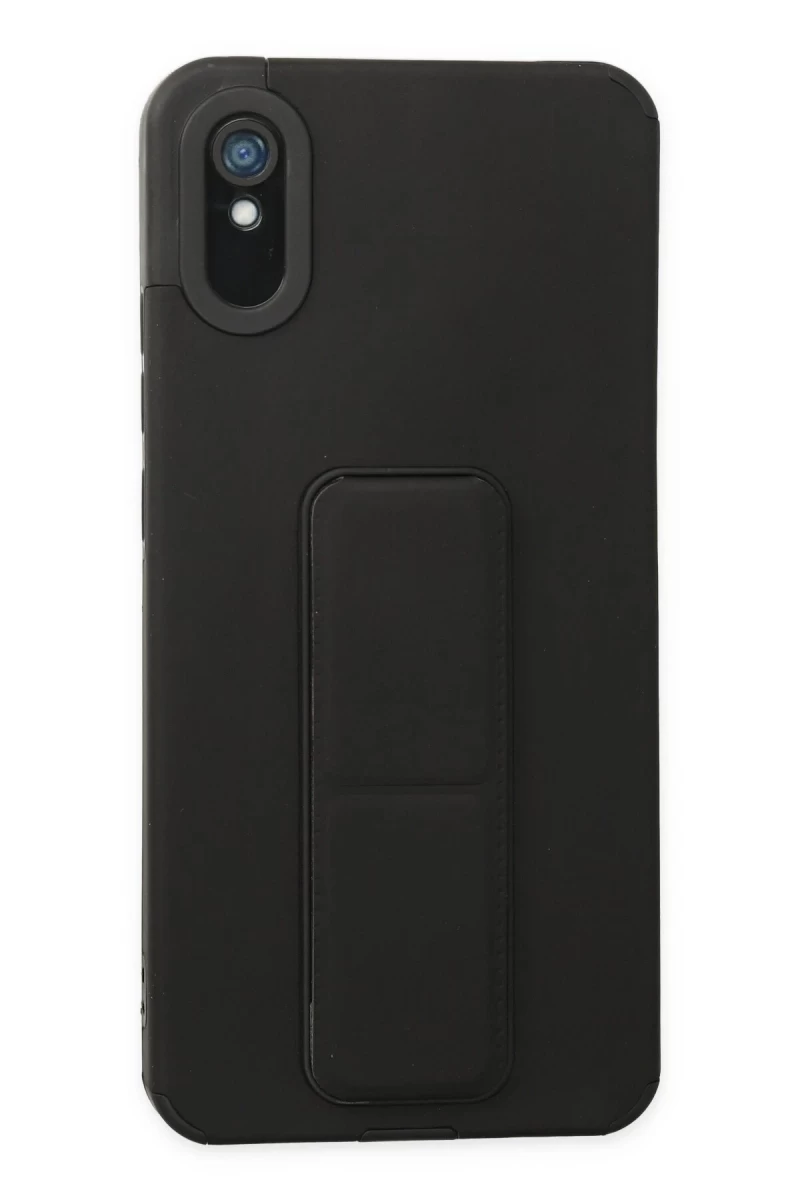Xiaomi Redmi 9A Uyumlu Kılıf Mega Standlı Silikon - Siyah