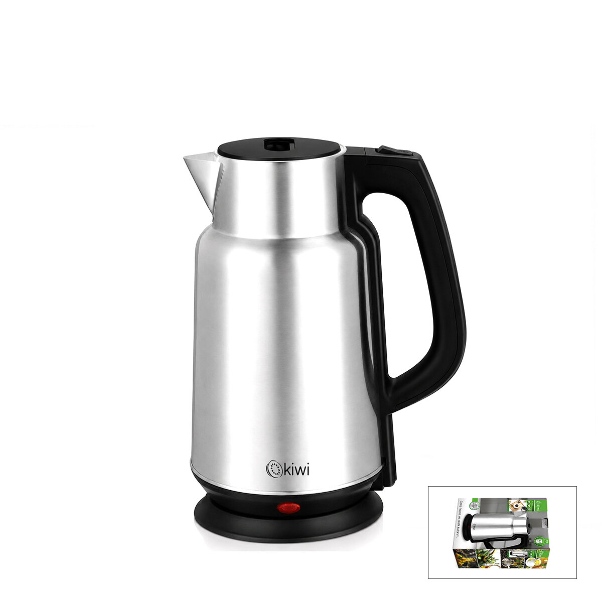 Çelik - Sürahi Model Kettle Elektrikli Su Isıtıcısı Paslanmaz Çelik Gizli Rezistans 360° 2.2LT 1500W KK-3334