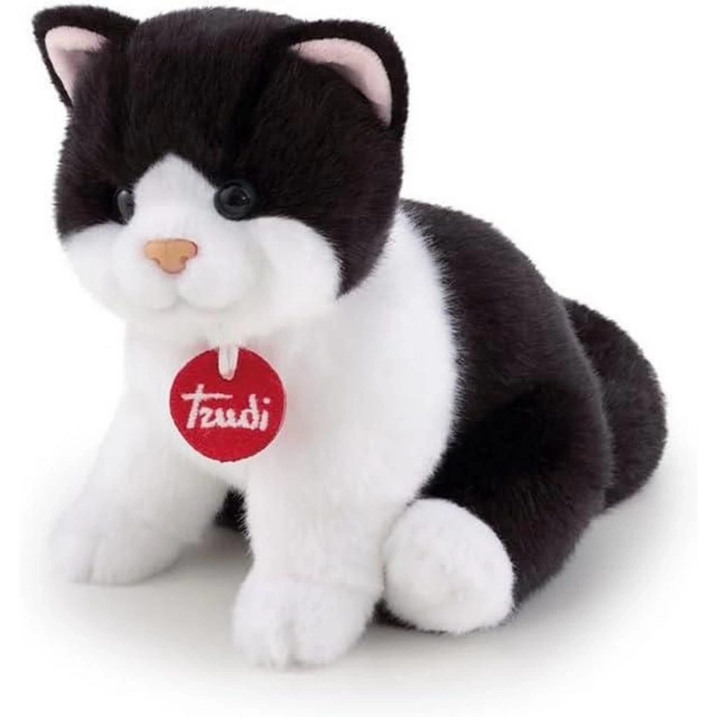 Sevimli Peluş Kedi 20 cm Siyah Beyaz Renkli