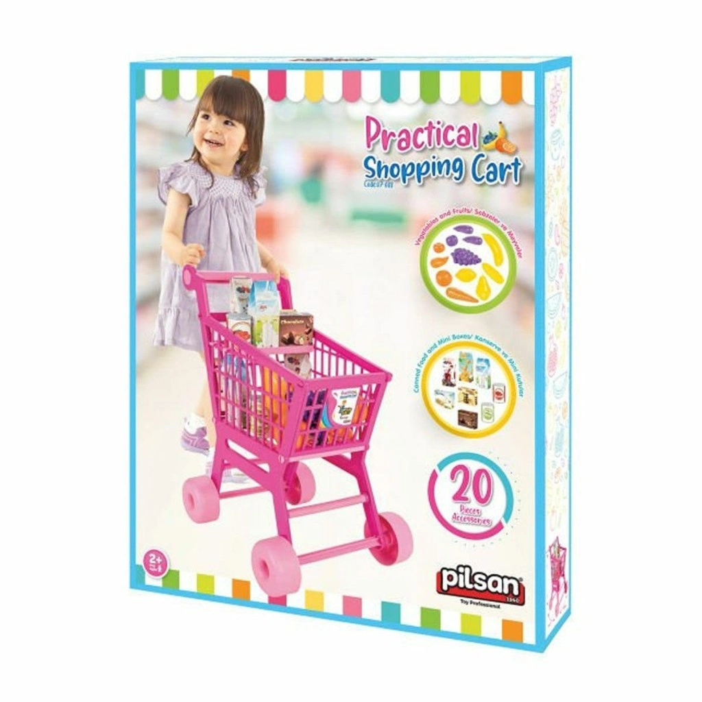 Pratik Pembe Market Arabası 1 Adet Meyve Sebze Taşıma