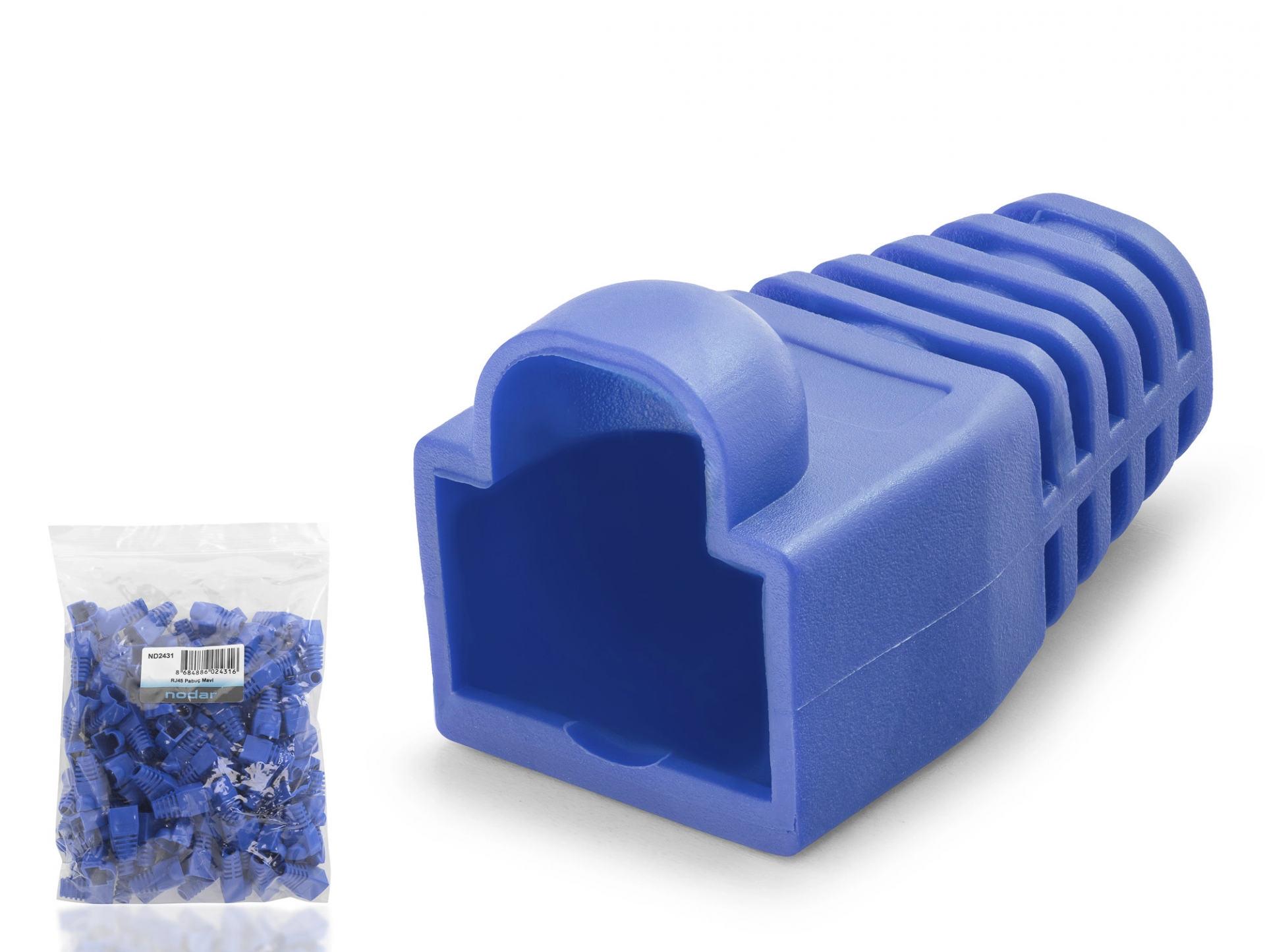 Ağ Projeleri İçin Mavi RJ45 Konnektör Papuç 100'lü Set