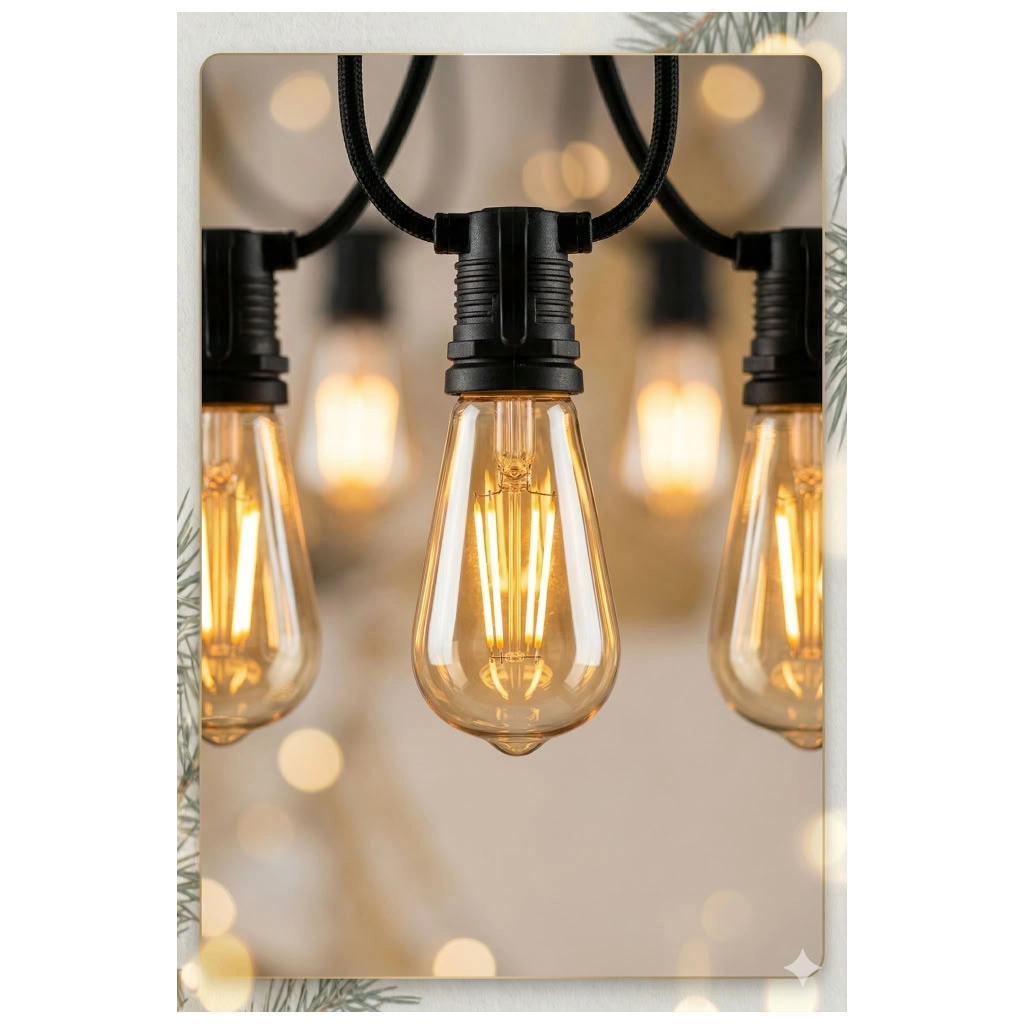 Sabit Modda 10 Ampul 5 Metre LED Dış Mekan