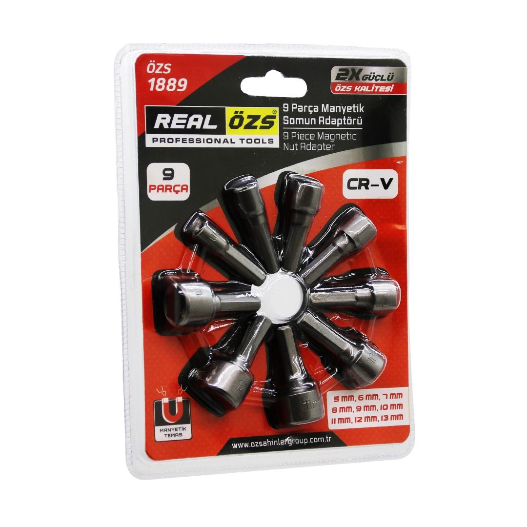 Manyetik Somun Sökme Adaptörü 5-13 mm 9 Parça Set