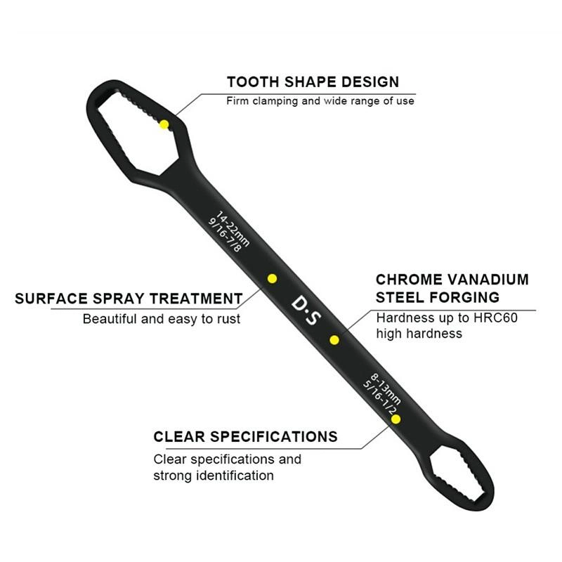 Çift Kafalı Evrensel Anahtar 6-22mm Araç Tamiri için