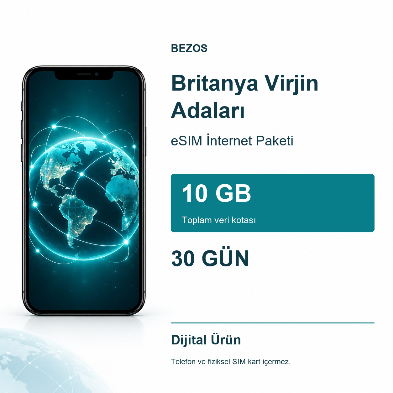 Britanya Virjin Adaları eSIM İnternet Paketi 10 GB 30 Gün
