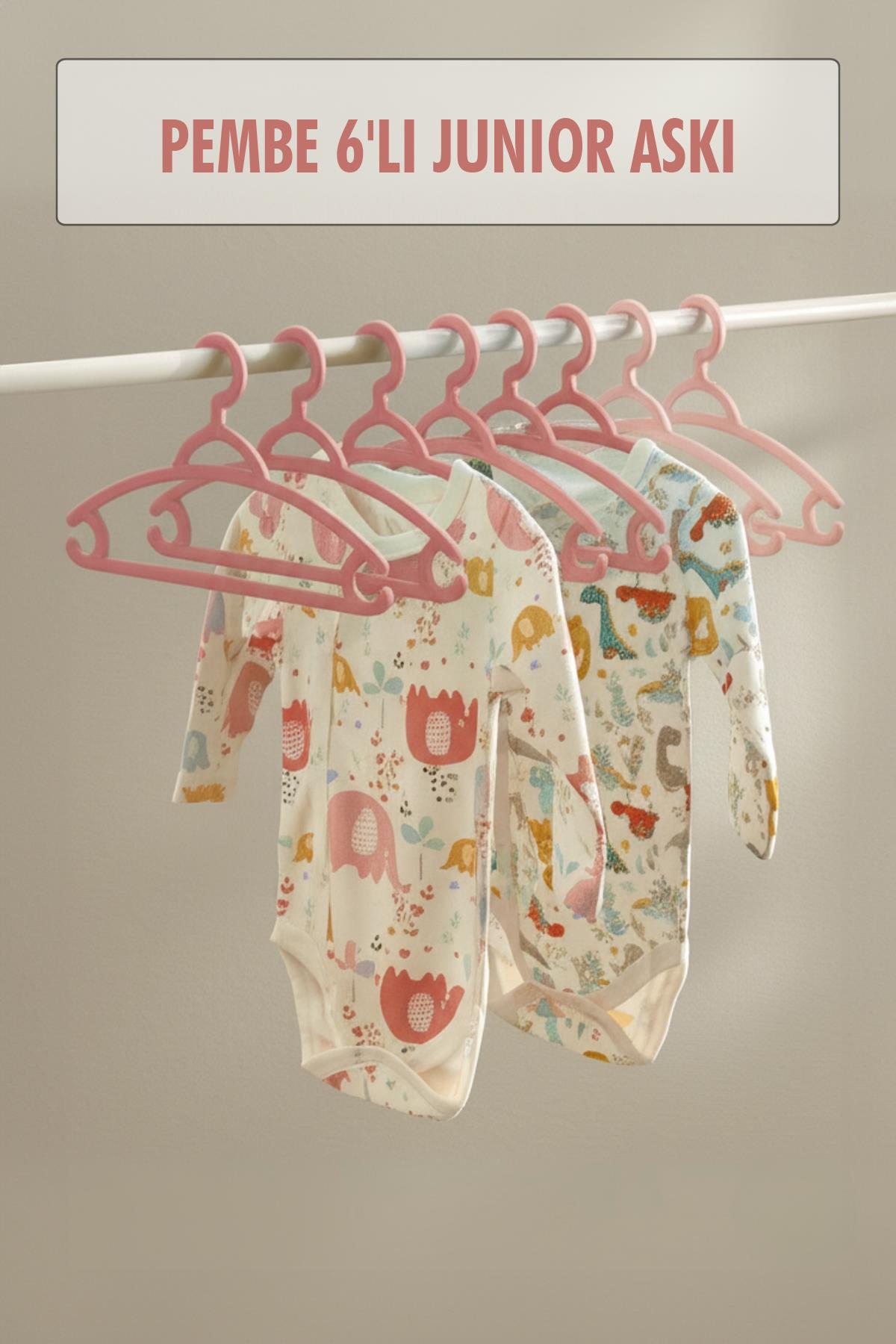 6?lı Bebek Askısı & Bebek Gardırop Askısı Pembe Set