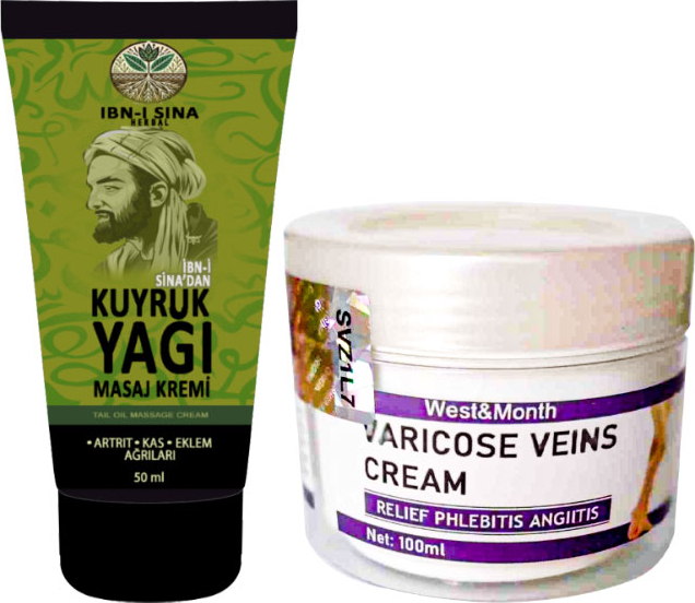 İbn-i Sina 3 Adet  Kuyruk Yağı Dindirici Krem Kas Sırt Bel El Ayak Kullanım 50 ml + Varıcose Veins Cream West Mont Varıslere Krem