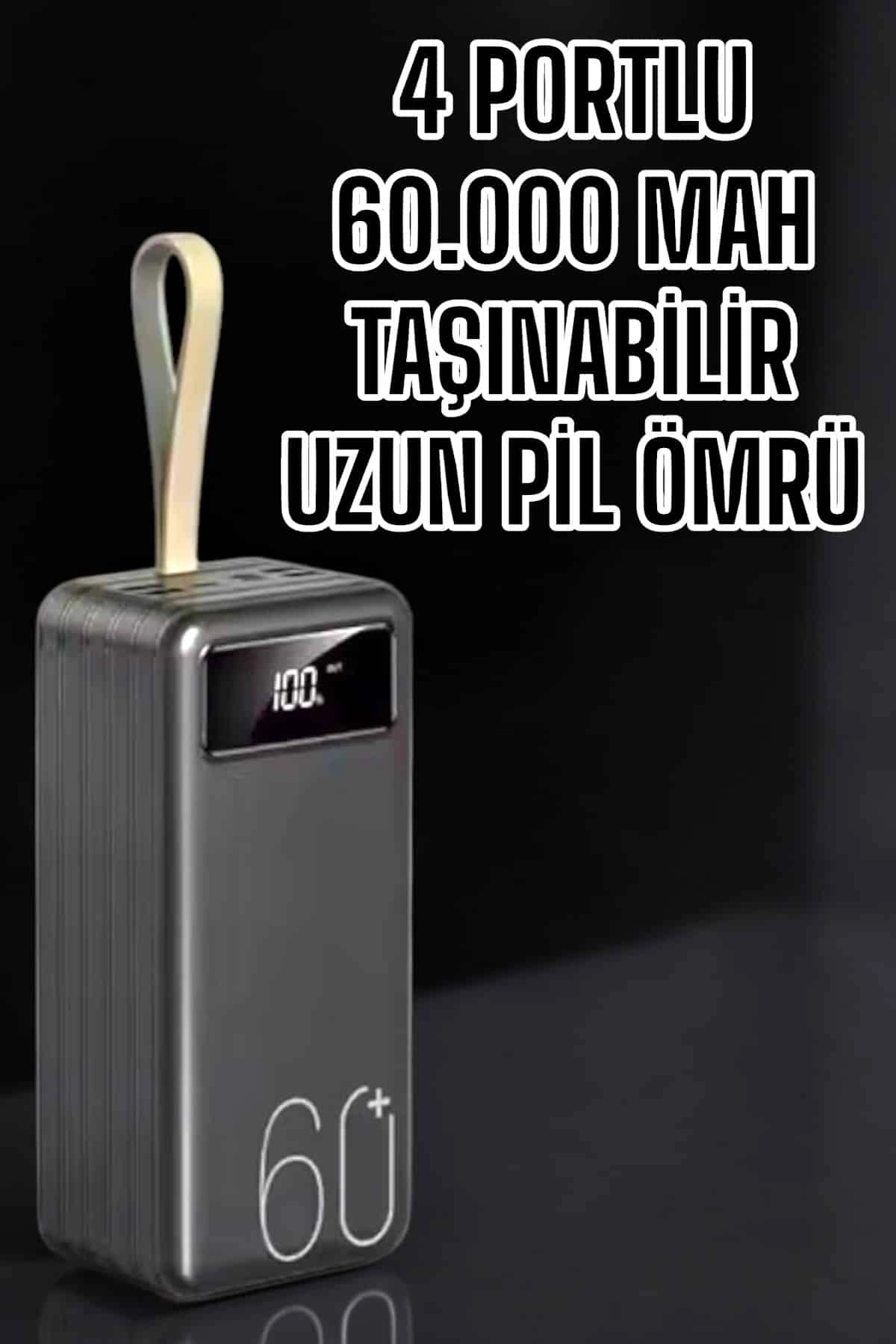 Hızlı Şarj Powerbank 60000 Mah 4 Çıkışlı Dijital Göstergeli