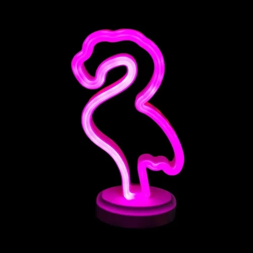 Modern Flamingo Neon Işıklı Gece Lambası Pil ve USB
