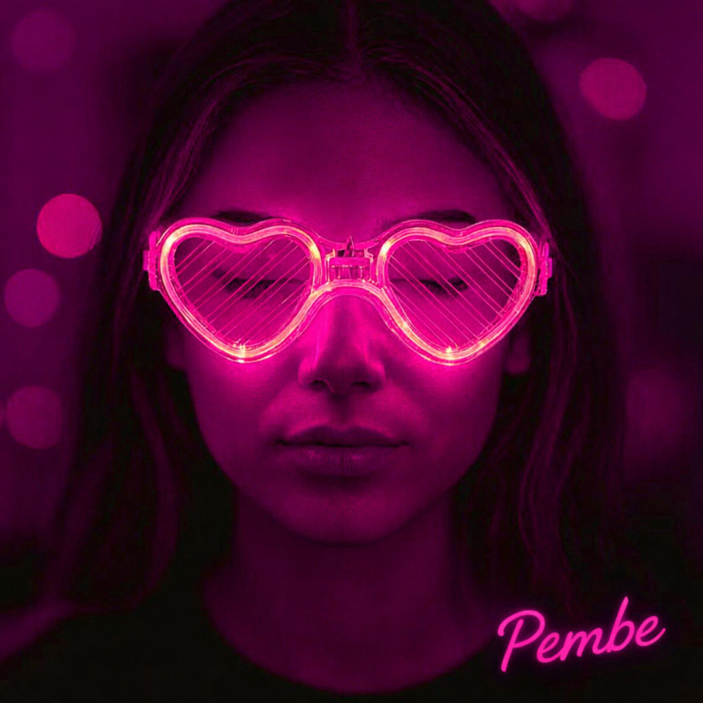 Pembe LED Işıklı Kalp Gözlük ? 3 Modlu Parti & Glow Gözlüğü