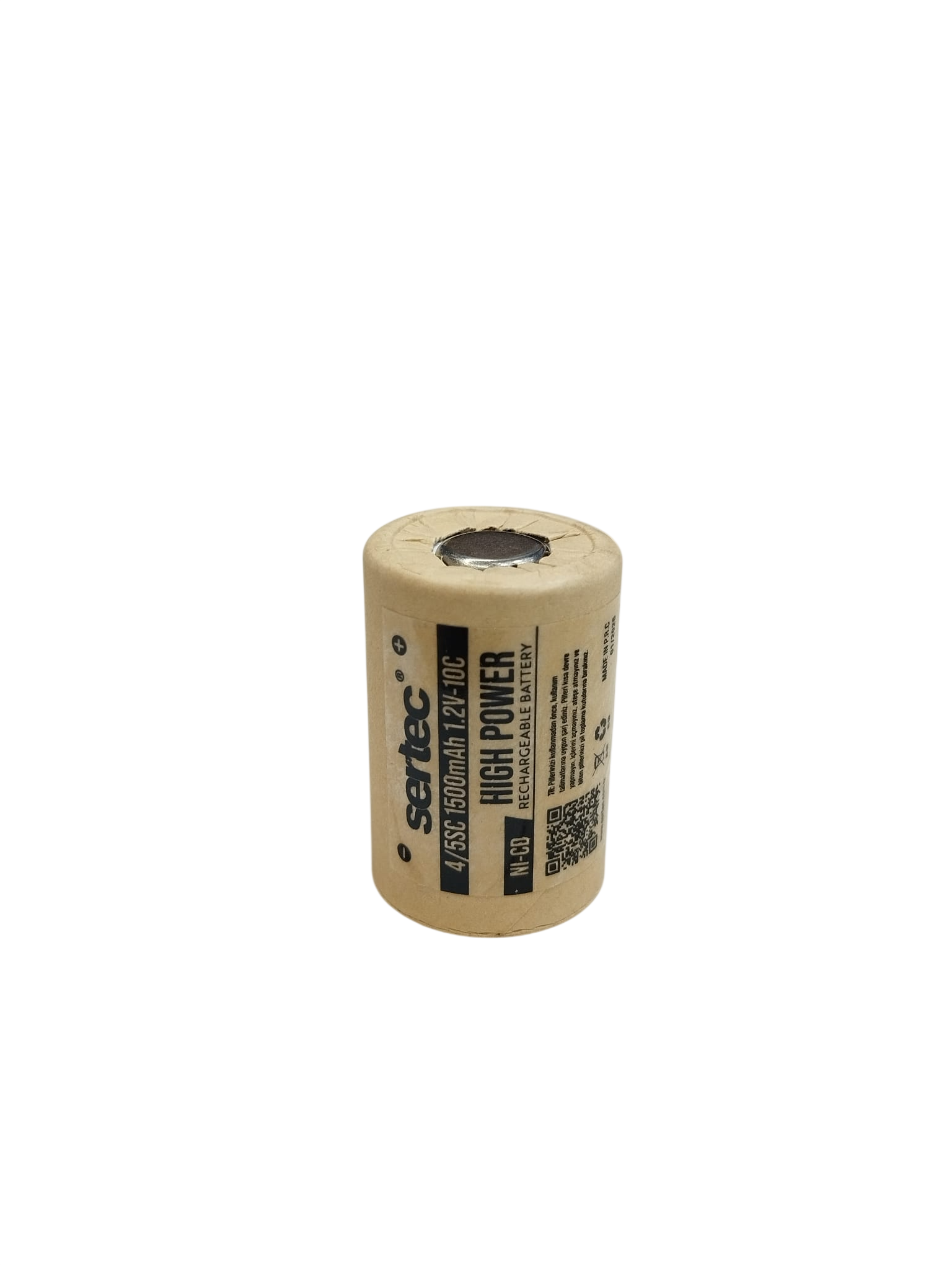 1.2V Ni-Cd 4/5 SC 1500 Mah Kağıt Şarjlı Pil 10C (Başsız/Flat Head)