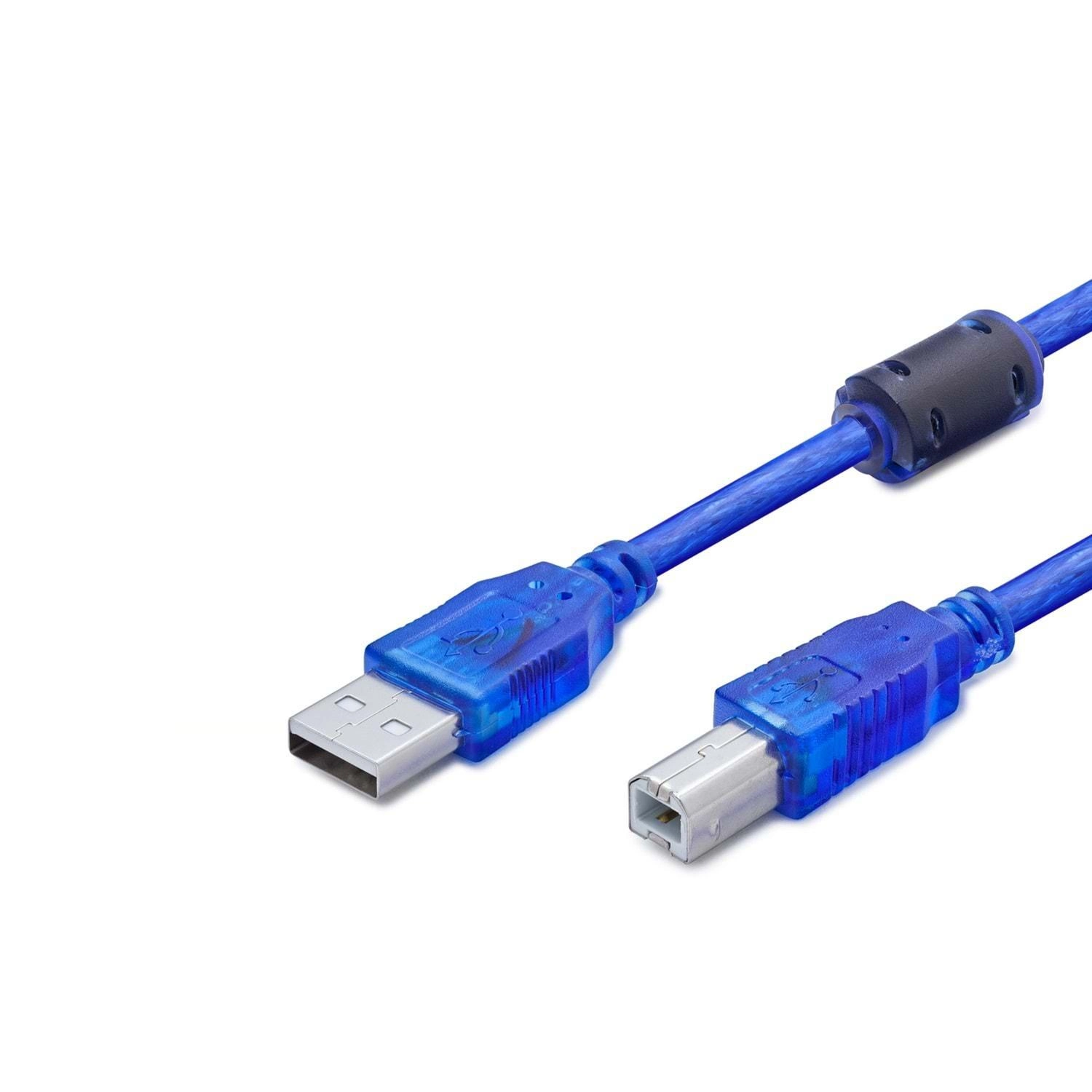 Şeffaf Mavi Usb Printer Kablosu 1.5M Tak Çalıştır