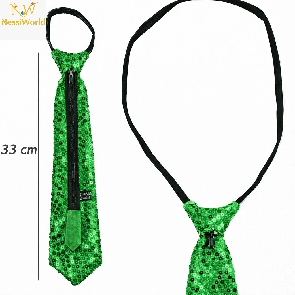 Işıltılı Yeşil Renk Pul Payetli Kravat 33 cm Parti İçin