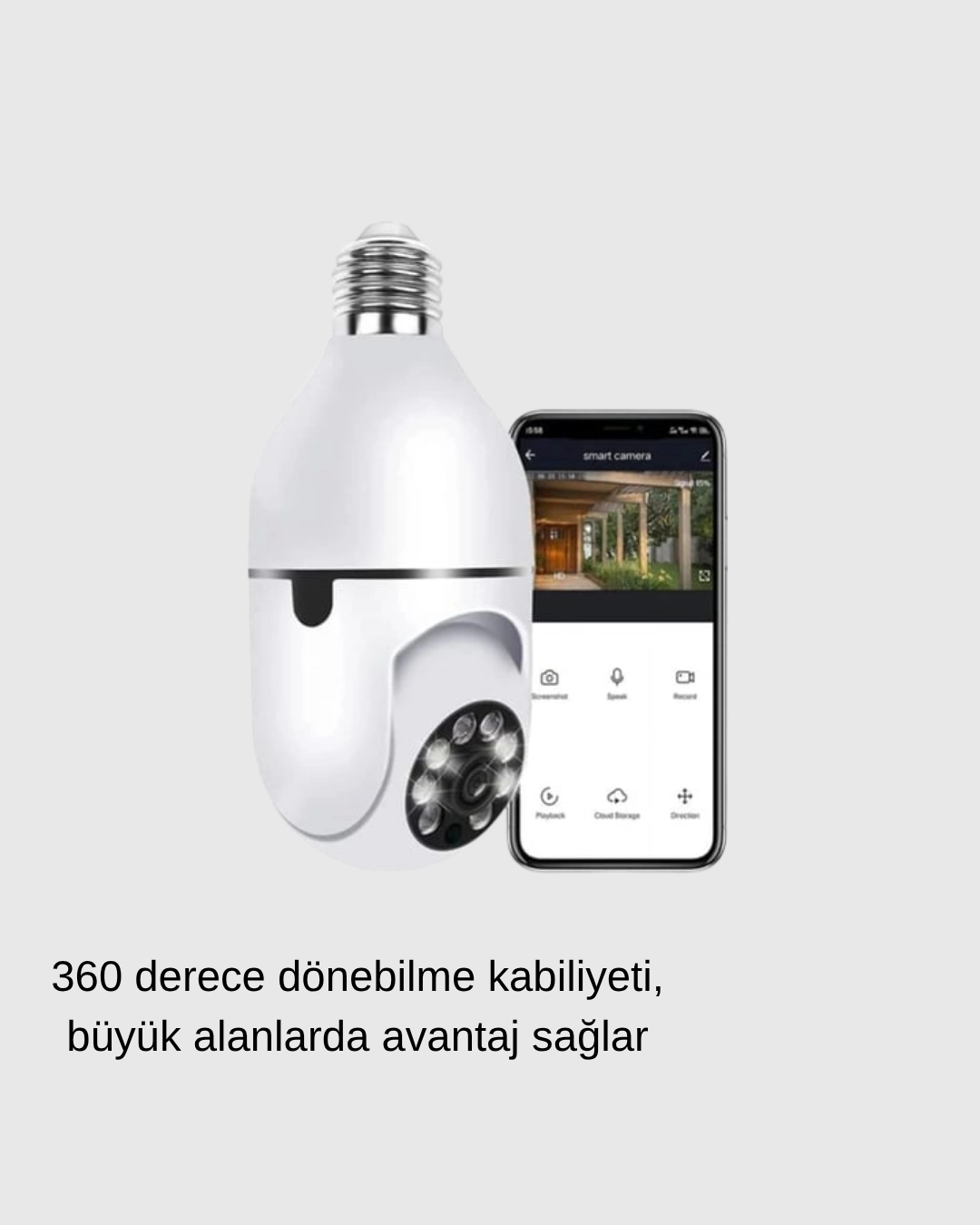 Akıllı Güvenlik Kamerası 360° Wi-Fi Bağlantılı Duya Takılabilir