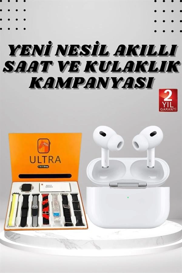 Dokunmatik Akıllı Saat ve Kulaklık Seti Android iOS Uyumlu