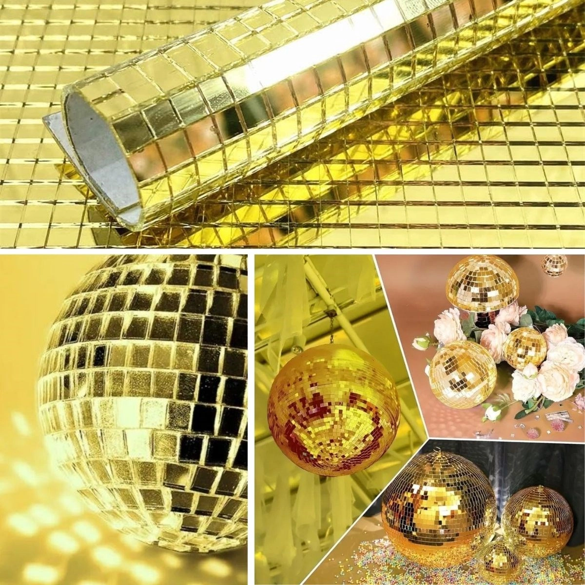 Şık Gold Cam Mozaik Fayans 30x30 Cm Kendinden Yapışkanlı