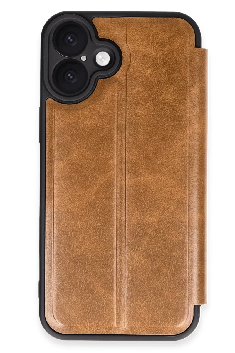 Apple iPhone 16 Uyumlu Kılıf Flip Cover - Taba