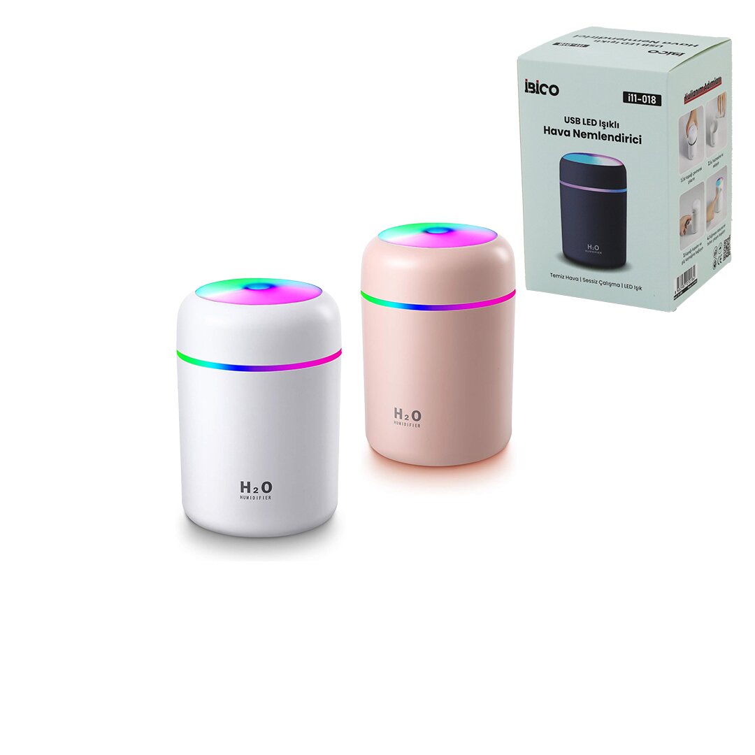 Klasik 300ML H2O Mini Usb Şarj- Işıklı Hava Nemlendirici - Buhar Makine - Koku Giderici Herhangi Bir Renk Gönderilir