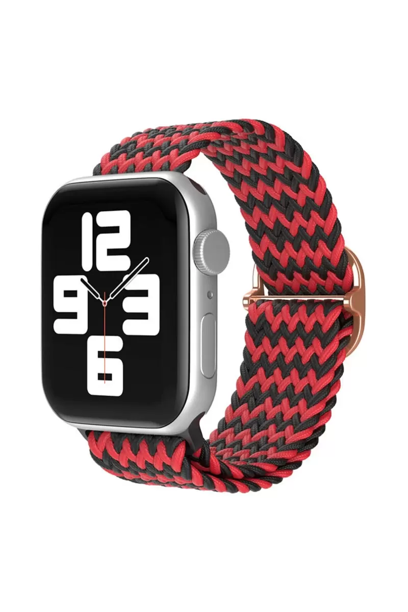 Apple Watch 42mm Uyumlu Star Kordon - Zigzag Kırmızı-Siyah