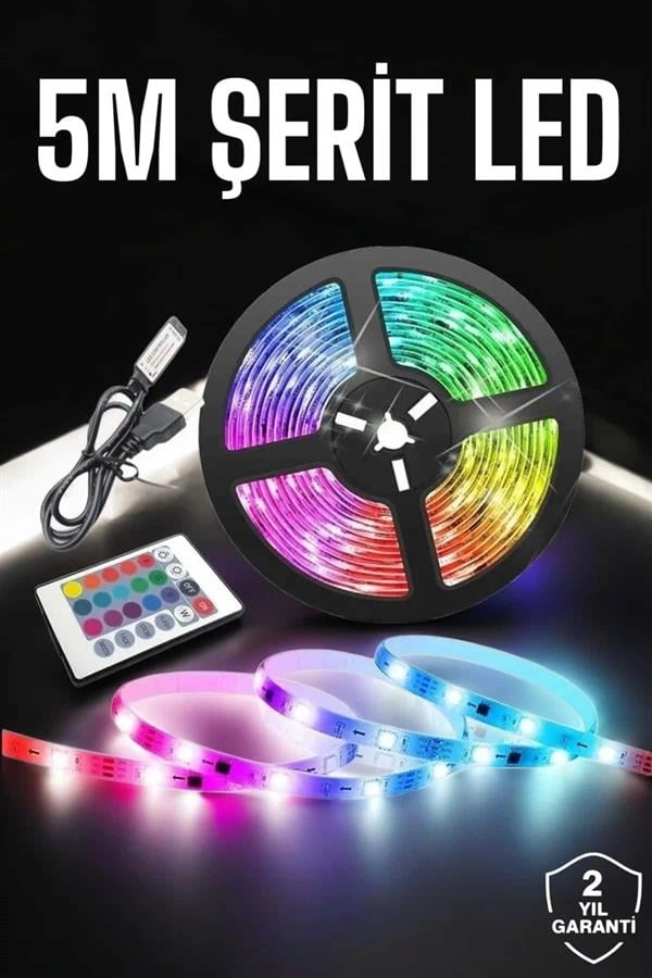 Renkli Kumandalı LED Şerit 5 Metre Dekoratif