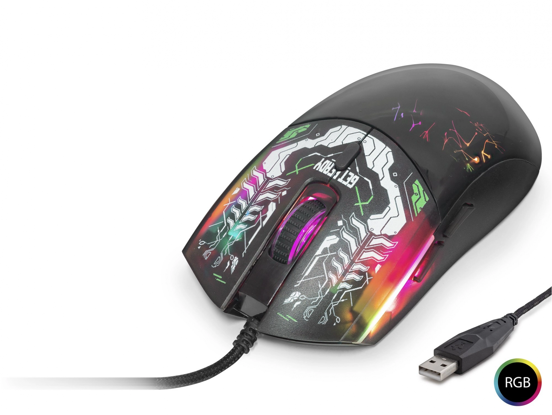 Ergonomik RGB Oyun Mouse 7200 DPI Siyah Graffiti Desenli