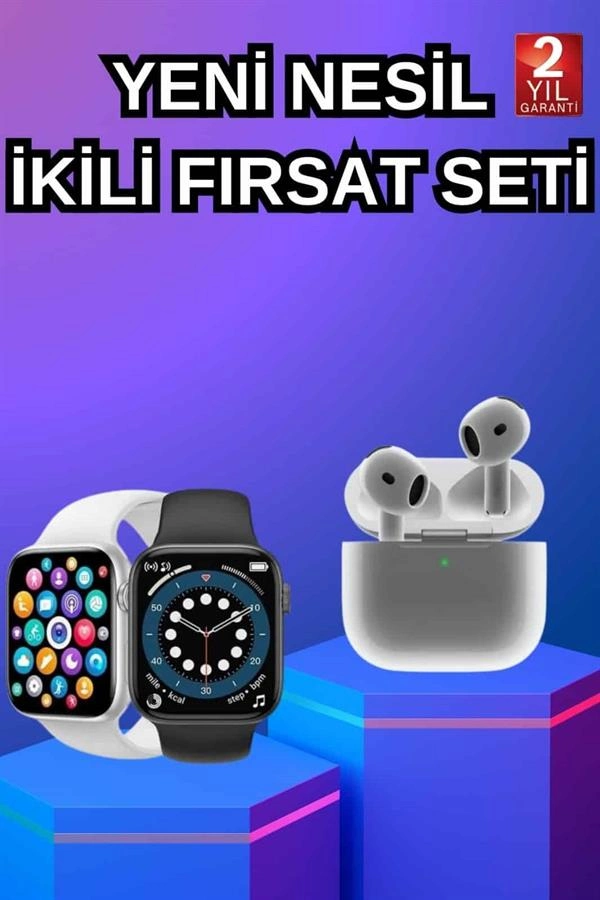 Akıllı Saat ve Bluetooth Kulaklık Seti 3.Nesil Dokunmatik