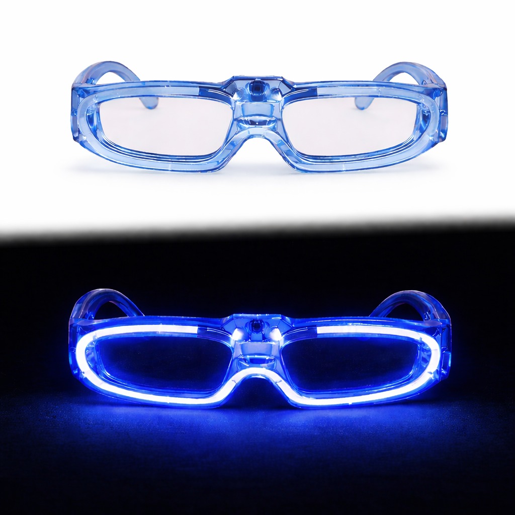 Mavi LED Işıklı Parti Gözlüğü 3 Modlu ? Glow & Gece Eğlence Gözlüğü