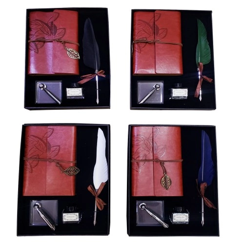 Özel Hediye Seti Divit Hokka Defter ve Tüylü Kalem 20.5x28.5 cm